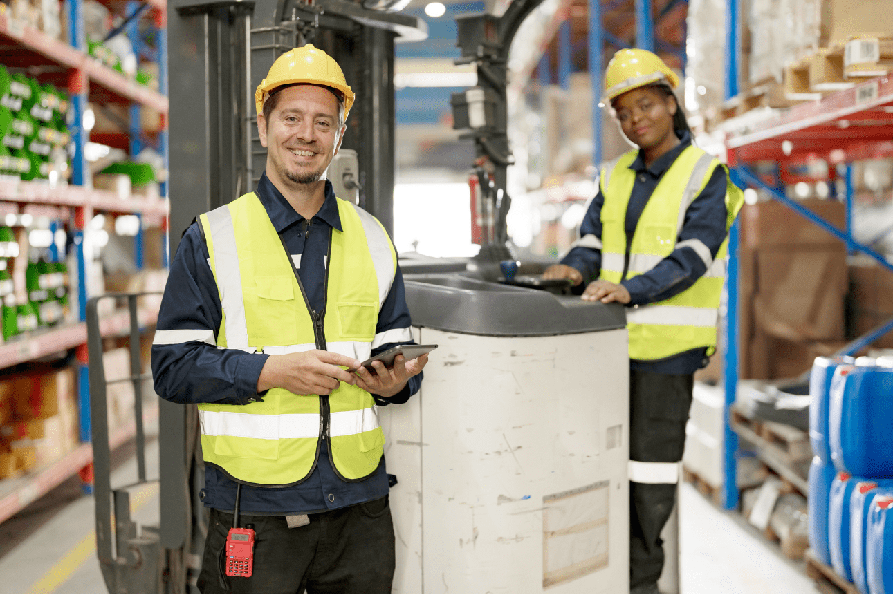 Logistics staff using tech tools for real-time tracking
